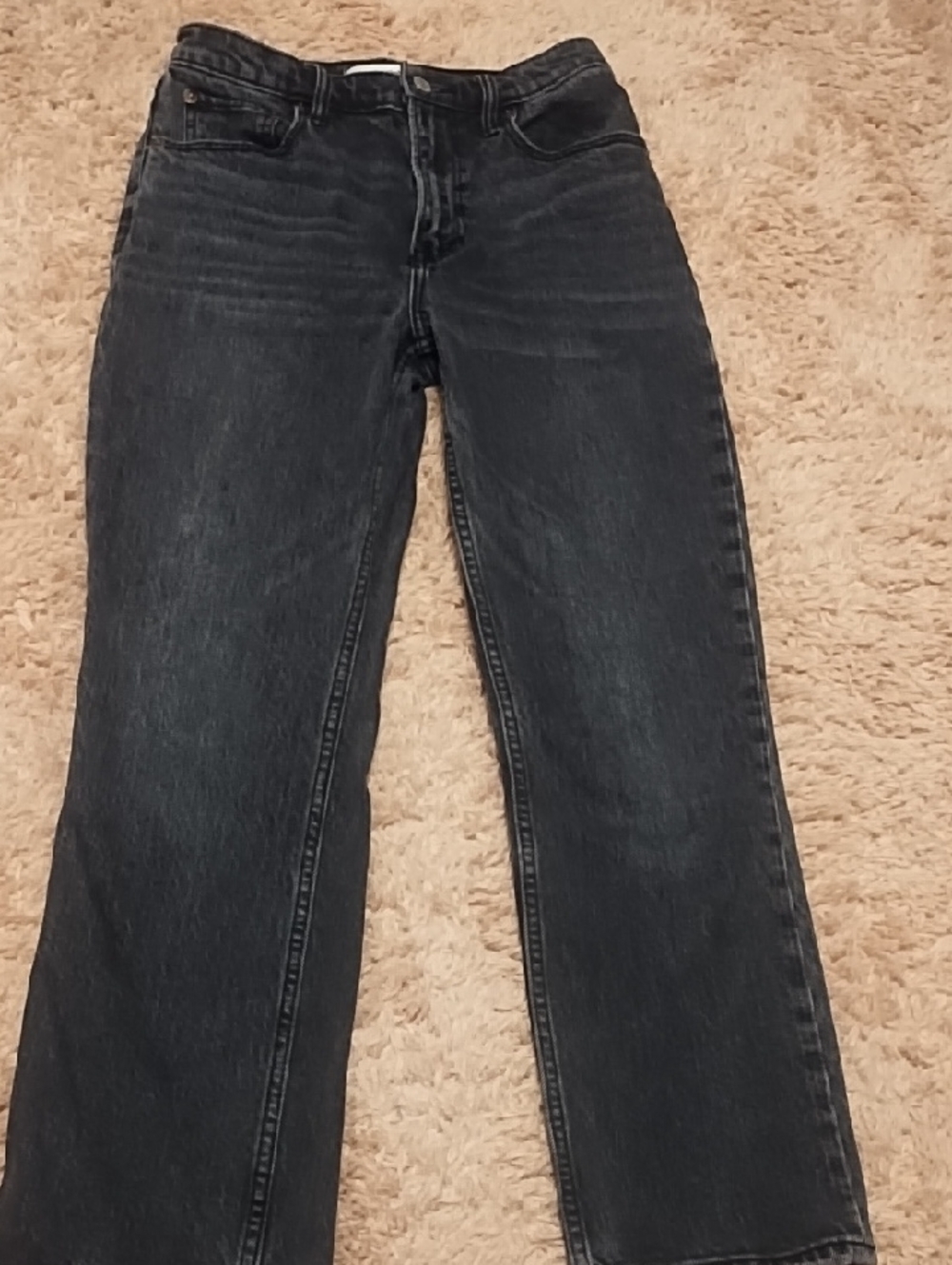 Abercrombie & Fitch Washed Black Wide-Leg Jeans